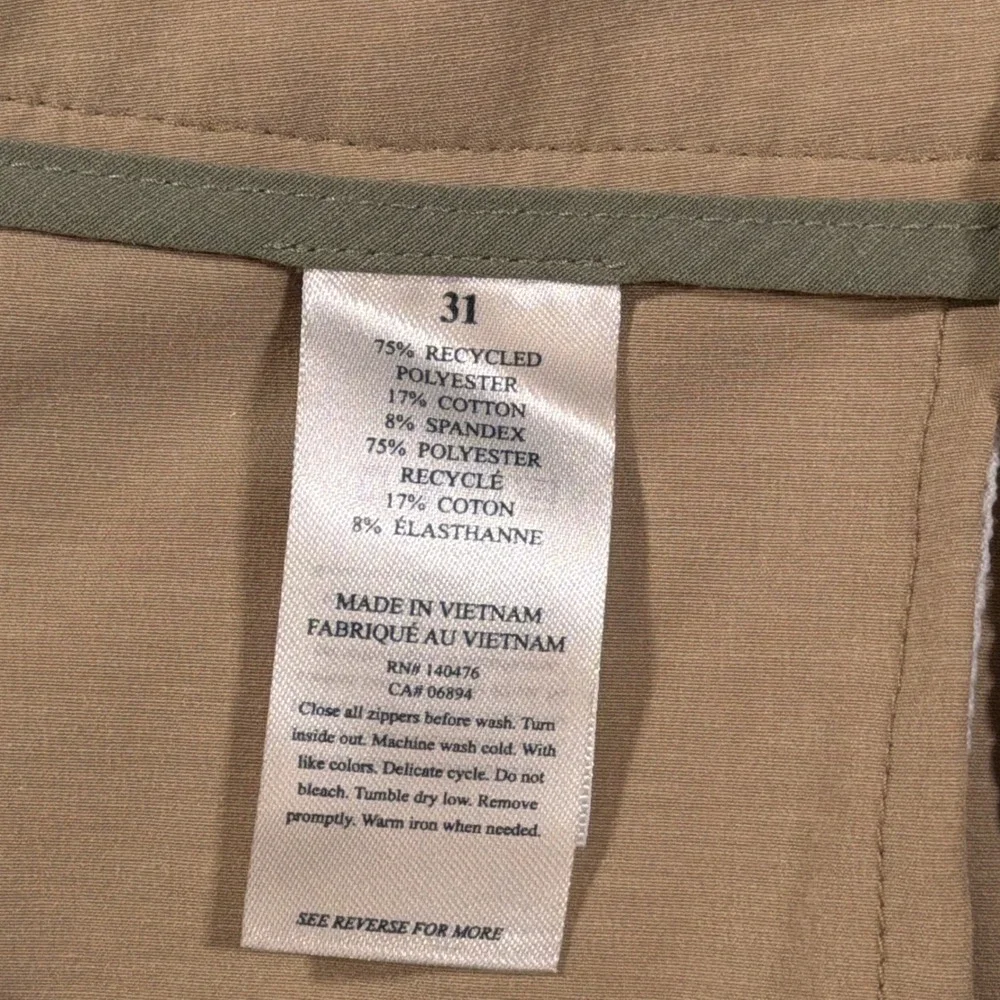 Faherty All Day Shorts Mens 31 Khaki Tan Hybrid Stretch Casual Chino Flat Front